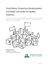 Food Safety, Production Modernisation and Origin Link Under EU Quality Schemes