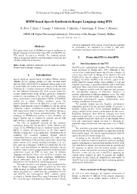 HMM-Based Speech Synthesis in Basque Language Using HTS