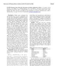 IN SITU Resources from Water-Rock Interactions for Human Exploration of Mars