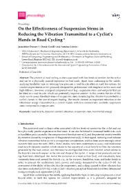 On the Effectiveness of Suspension Stems in Reducing the Vibration Transmitted to a Cyclist’S Hands in Road Cycling †