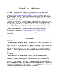 Testimonies from the Visitability Survey