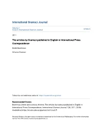 The Articles by Gramsci Published in English in International Press Correspondence
