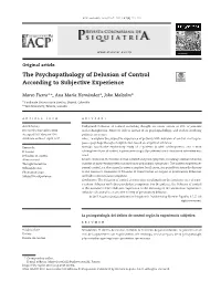 The Psychopathology of Delusion of Control According to Subjective Experience