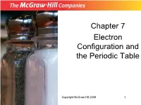 Chapter 7 Electron Configuration and the Periodic Table