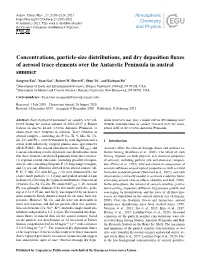 Concentrations, Particle-Size Distributions, and Dry Deposition ﬂuxes of Aerosol Trace Elements Over the Antarctic Peninsula in Austral Summer