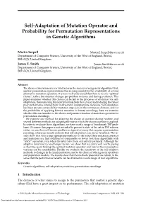 Self-Adaptation of Mutation Operator and Probability for Permutation Representations in Genetic Algorithms
