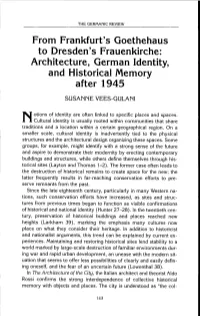 Architecture, German Identity, and Historical Memory After 1945