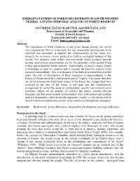 Emerging Pattern of Forest Bio-Diversity in South Western Nigeria: a Spatio-Temporal Analysis of Forest Reserves