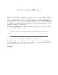 Math 118: Topology in Metric Spaces