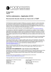 Application A1214 Nicotinamide Riboside Chloride As Vitamin B3 In