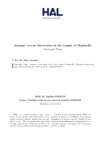 Armant: Recent Discoveries at the Temple of Montu-Re Christophe Thiers