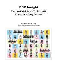 ESC Insight the Unofficial Guide to the 2016 Eurovision Song Contest