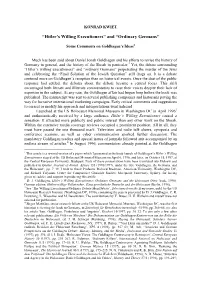 "Hitler's Willing Executioners" and "Ordinary Germans"