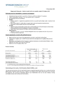 Interim Results for the Six Months Ended 31 October 2013 Delivering