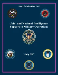 Joint and National Intelligence Support to Military Operations