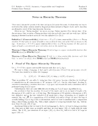 Notes on Hierarchy Theorems 1 Proof of the Space