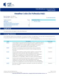 Omnibus Codes (For Nebraska Only)