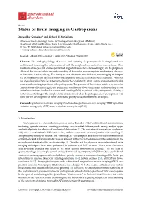 Status of Brain Imaging in Gastroparesis