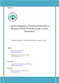 An Investigation of Routing Protocols in Wireless Mesh Networks Under Certain Parameters