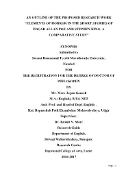 An Outline of the Proposed Research Work “Elements of Horror in the Short Stories of Edgar Allan Poe and Stephen King: a Comparative Study”