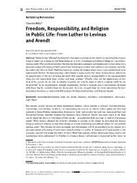 From Luther to Levinas and Arendt