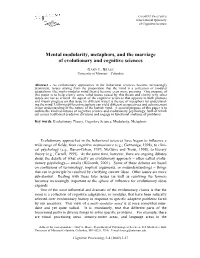 Modularity As a Concept Modern Ideas About Mental Modularity Typically Use Fodor (1983) As a Key Touchstone