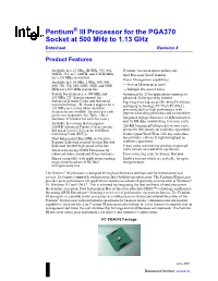 Pentium III Processor for the PGA370 Socket at 500 Mhz to 1.13