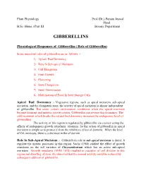 Physiological Responses of Gibberellin ( Role of Gibberellin)