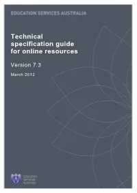 Technical Specification Guide for Online Resources