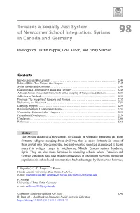 Towards a Socially Just System of Newcomer School Integration: Syrians 98 in Canada and Germany