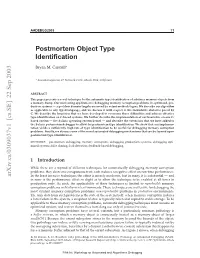 [Cs.SE] 22 Sep 2003 Postmortem Object Type Identification