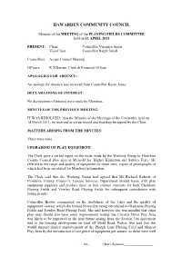 Minutes of the MEETING of the PLAYING FIELDS COMMITTEE Held on 11 APRIL 2011