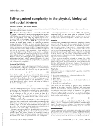 Self-Organized Complexity in the Physical, Biological, and Social Sciences
