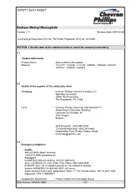 Sodium Methyl Mercaptide Version 1.11 Revision Date 2020-08-26