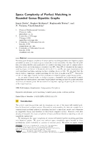 Space Complexity of Perfect Matching in Bounded Genus Bipartite Graphs