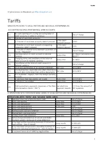 Tariffs for Banking Services Provided to Individuals