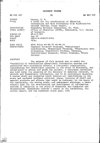 A Study for the Coordination of Education Information and Data Processing from Kindergarten Through College