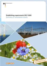Establishing Requirements 2017-2030 Summary of Consultation Results