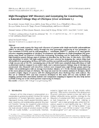 High-Throughput SNP Discovery and Genotyping for Constructing a Saturated Linkage Map of Chickpea (Cicer Arietinum L.)