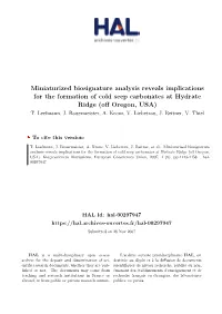 Miniaturized Biosignature Analysis Reveals Implications for the Formation of Cold Seep Carbonates at Hydrate Ridge (Off Oregon, USA) T