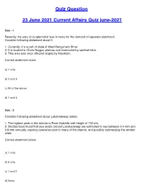 Quiz Question 23 June 2021 Current Affairs Quiz June-2021