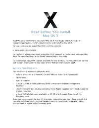 Read Before You Install Mac OS X