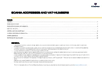 Scania Addresses and VAT-Numbers