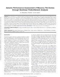 Seismic Performance Assessment of Masonry Tile Domes Through Nonlinear Finite-Element Analysis