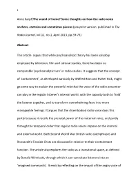 Anne Karpf/The Sound of Home? Some Thoughts on How the Radio Voice Anchors, Contains and Sometimes Pierces (Pre-Print Version; Published in The