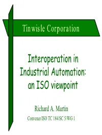 Interoperation in Industrial Automation: an ISO Viewpoint