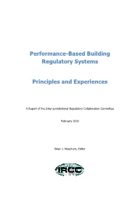 Performance-Based Building Regulatory Systems: Principles and Experiences