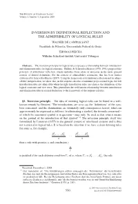 Inversion by Definitional Reflection and the Admissibility of Logical Rules