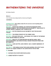 Mathematizing the Universe