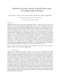 Relational Learning Analysis of Social Politics Using Knowledge Graph Embedding